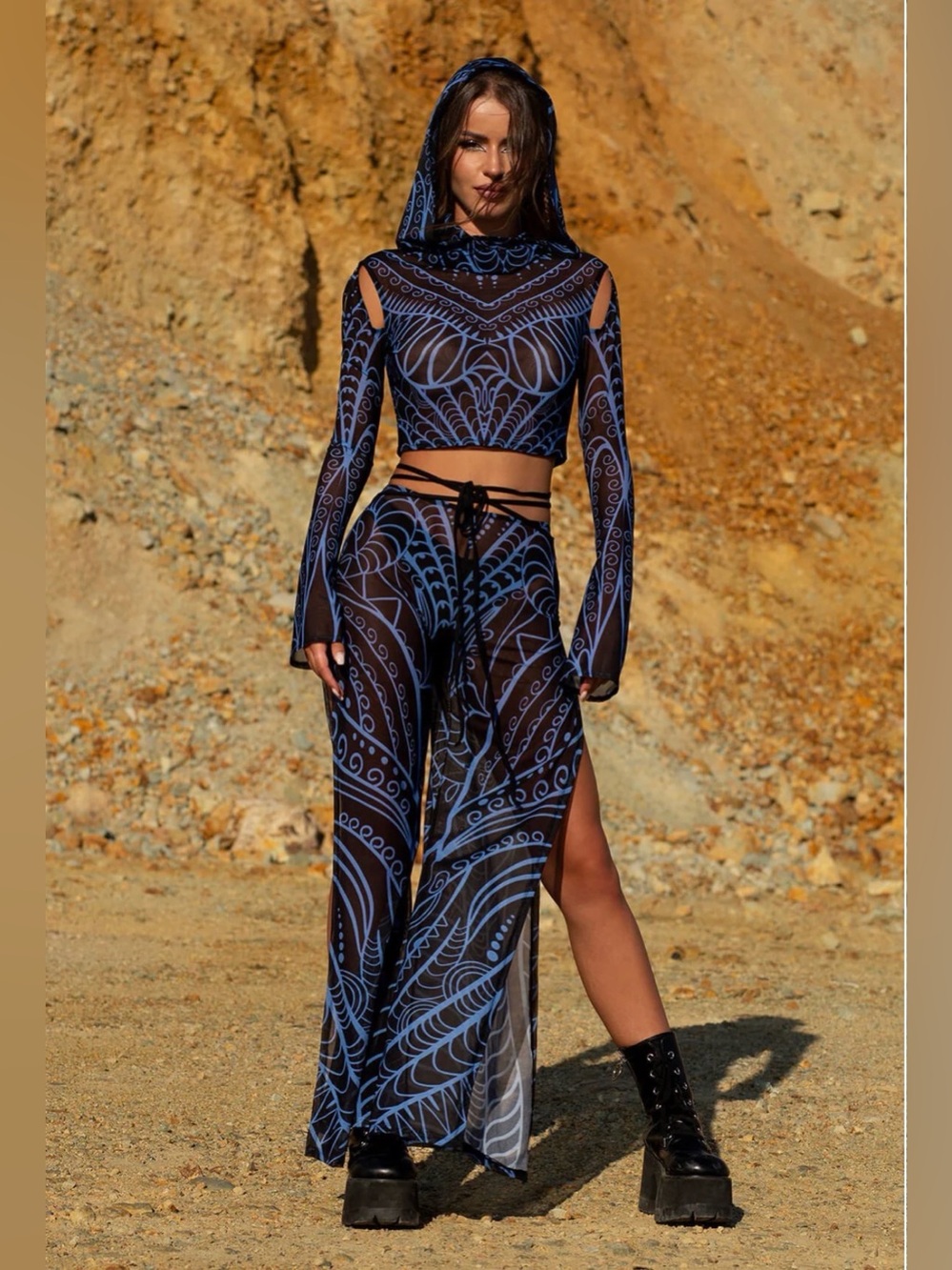 Blue Occult Hooded Mesh Set